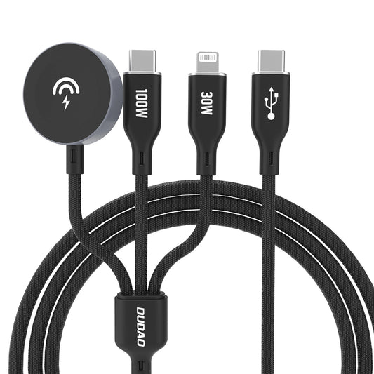 Apple Watch Dudao A12Max+ PD 100W 3in1 Charger Cable: USB-C Lightning 1.2m - Black_0