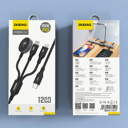 Apple Watch Dudao A12Max+ PD 100W 3in1 Charger Cable: USB-C Lightning 1.2m - Black_1