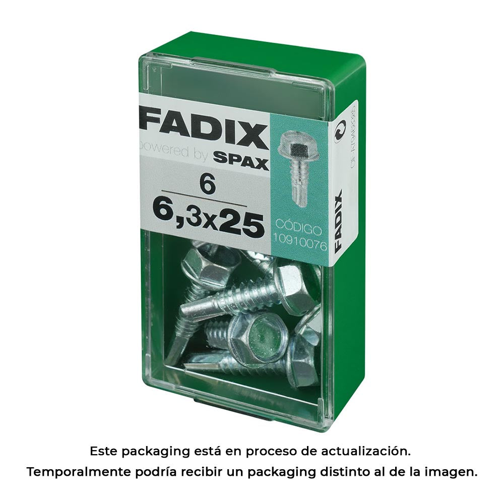 Caixa s 6 unid. parafuso rosca chapa hexagonal autot. 6,3x25mm fadix_0