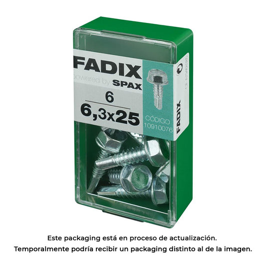 Caixa s 6 unid. parafuso rosca chapa hexagonal autot. 6,3x25mm fadix_0