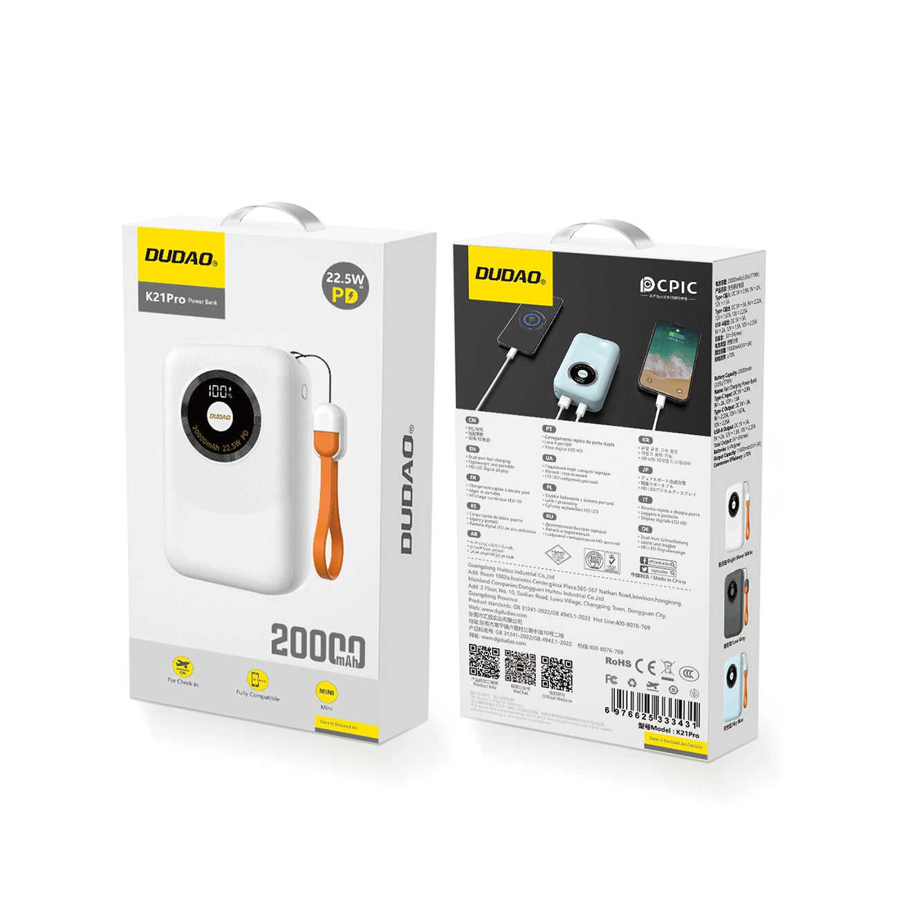 Powerbank Dudao K21Pro Mini 20000mAh 22.5W - white_1