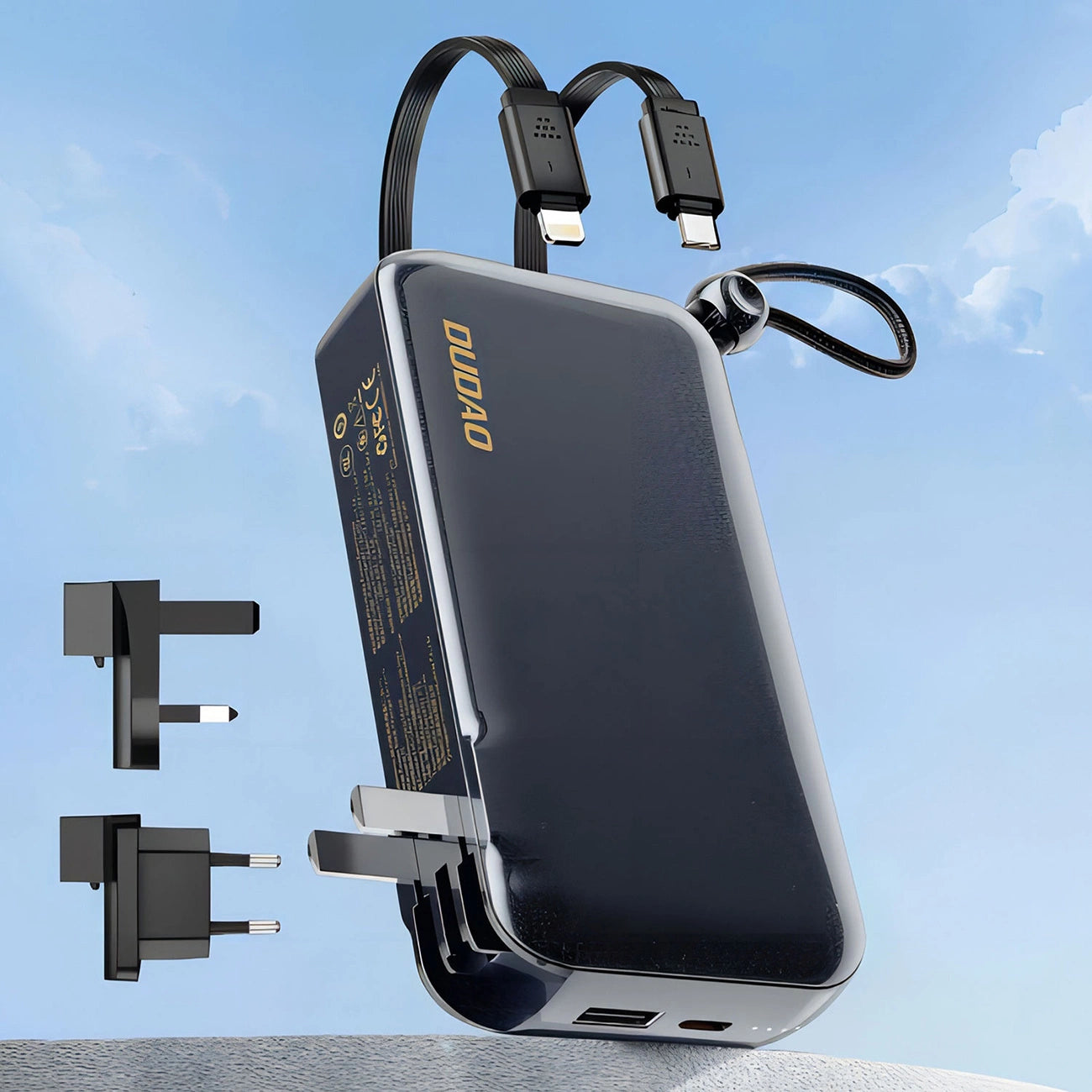 Dudao K25 2in1 10000mAh 3-Plug Powerbank Charger - Gray_1