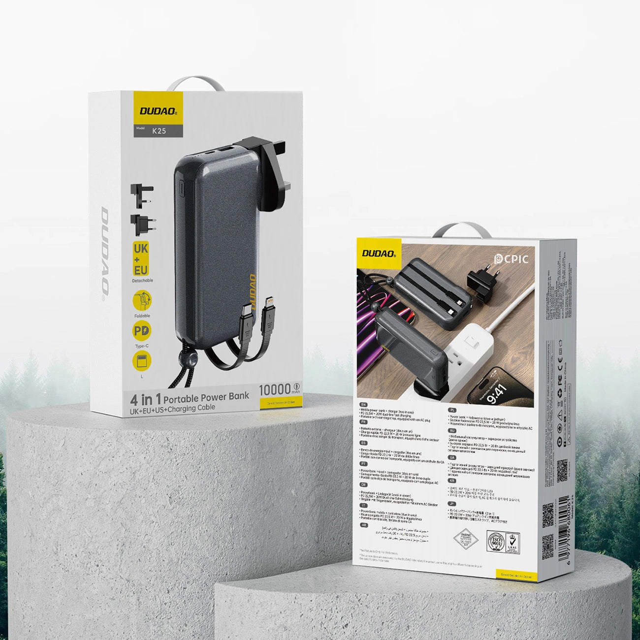 Dudao K25 2in1 10000mAh 3-Plug Powerbank Charger - Gray_6