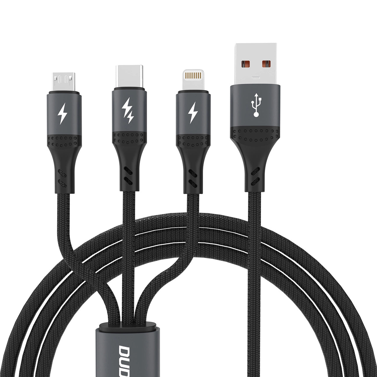 Dudao L3E 3 in 1 60W MicroUSB USB-C Lightning Cable 1.2m - Black_0