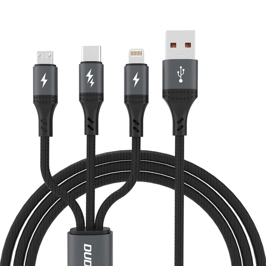 Dudao L3E 3 in 1 60W MicroUSB USB-C Lightning Cable 1.2m - Black_0