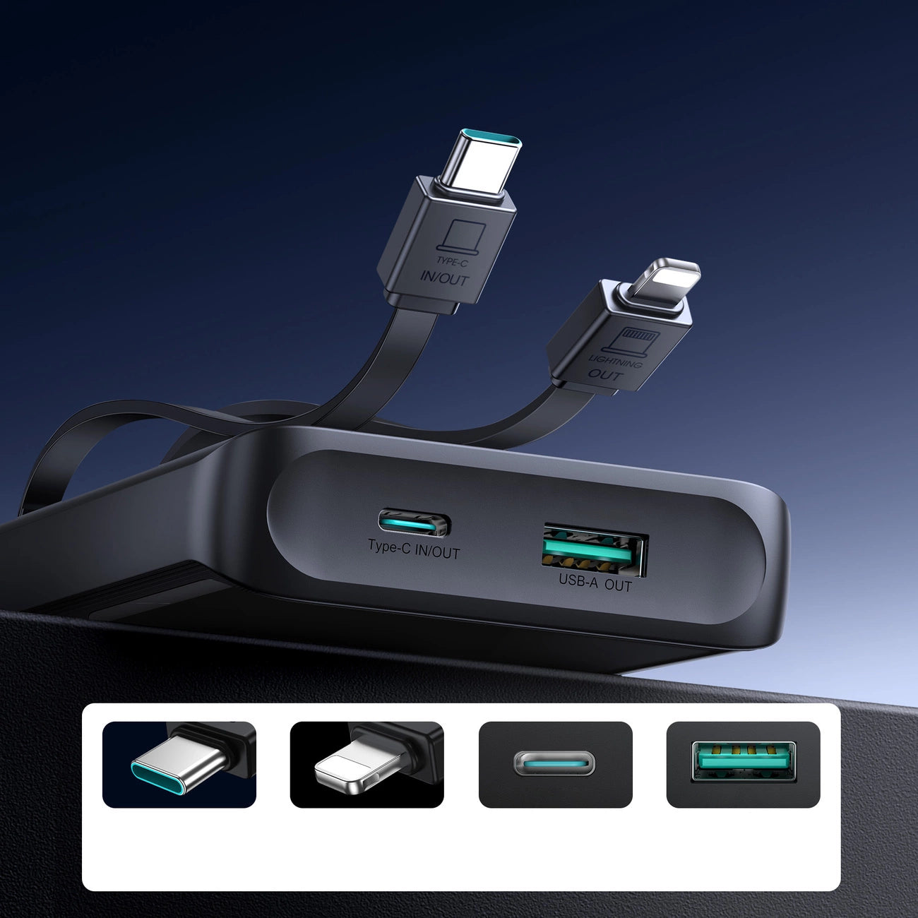 Joyroom JR-PBF19 22.5W 10000mAh Powerbank with Two Built-in Cables - Black_8