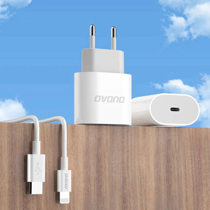 Dudao A14EUC PD 20W USB-C Wall Charger with Cable - White_1