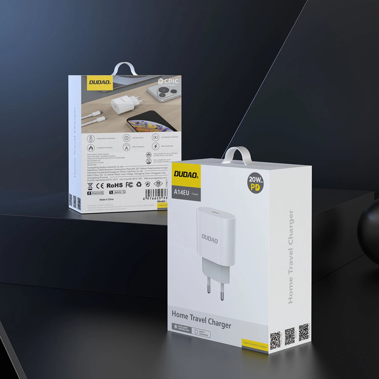 Dudao A14EUC PD 20W USB-C Wall Charger with Cable - White_8