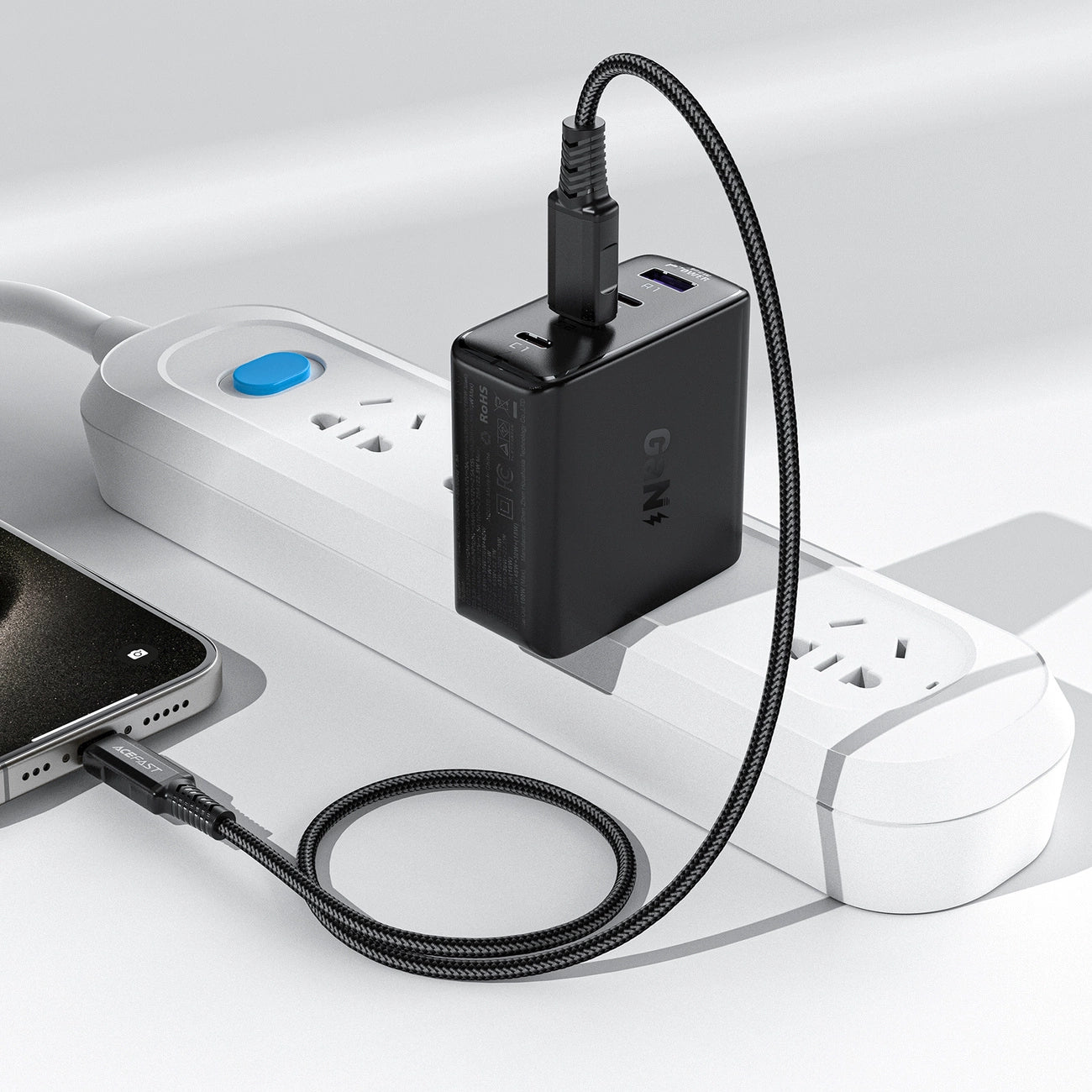 Acefast A96 PD100W GaN Charger (3 x USB-C + 1x USB-A) with US Plug - Black_6