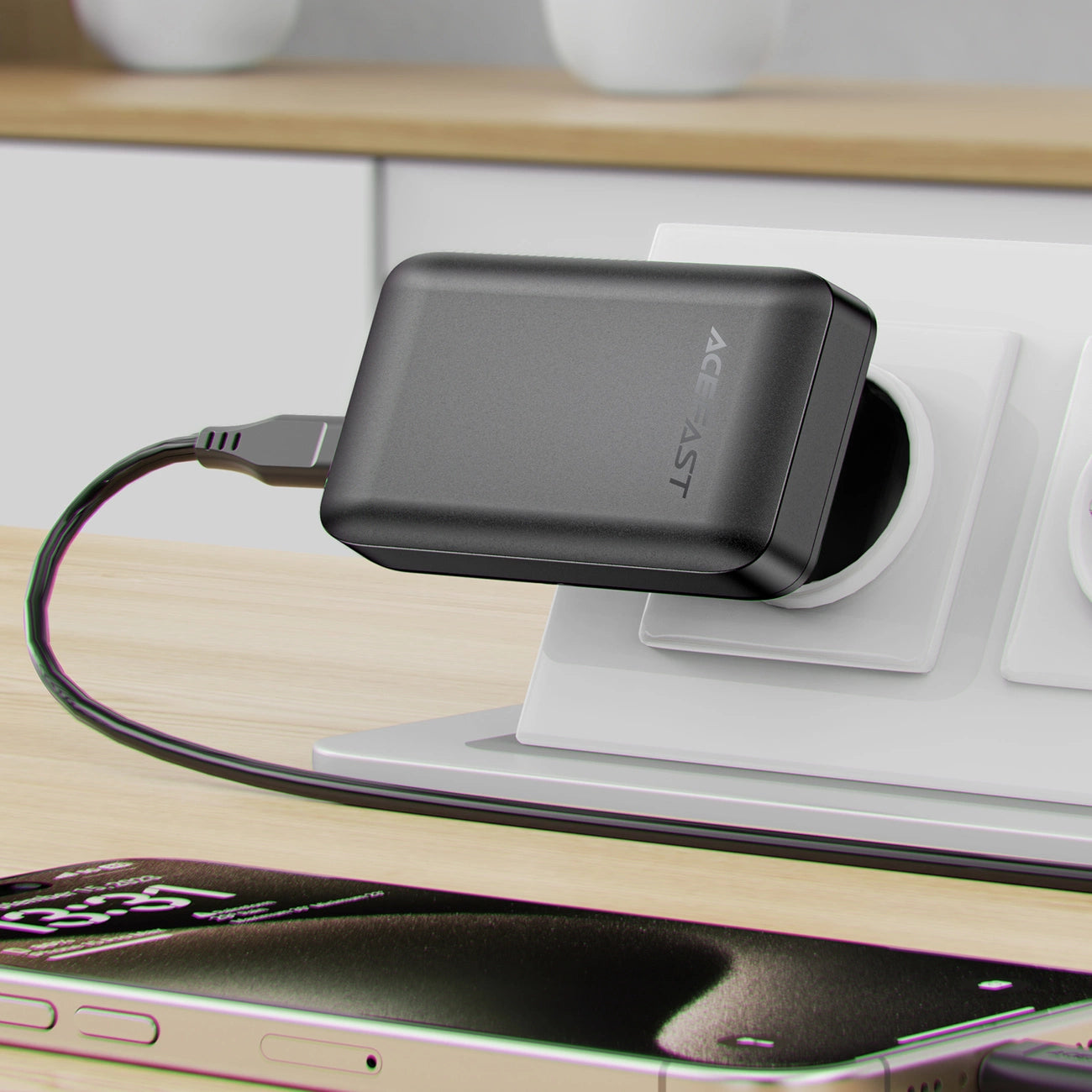 Acefast A100 65W GaN 2 USB-C+ USB-A Charger Ultra Slim - Black_8
