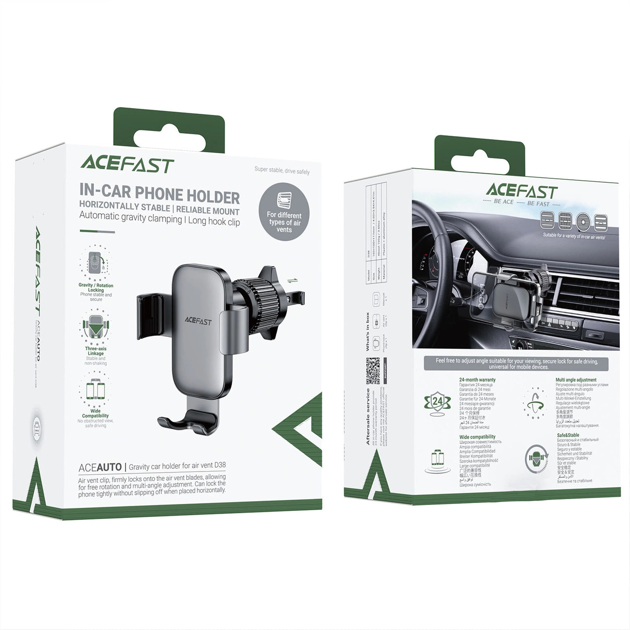 Acefast D38 gravity car air vent mount - black_5
