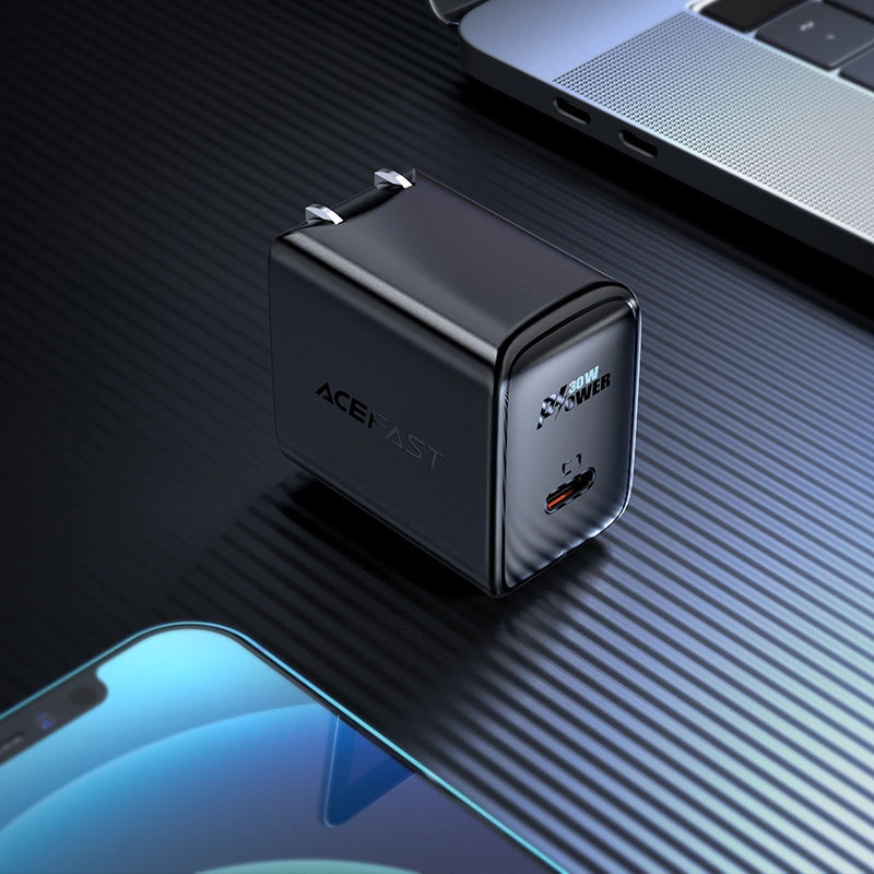 Acefast A23 30W GaN USB-C US Wall Charger - Black_1