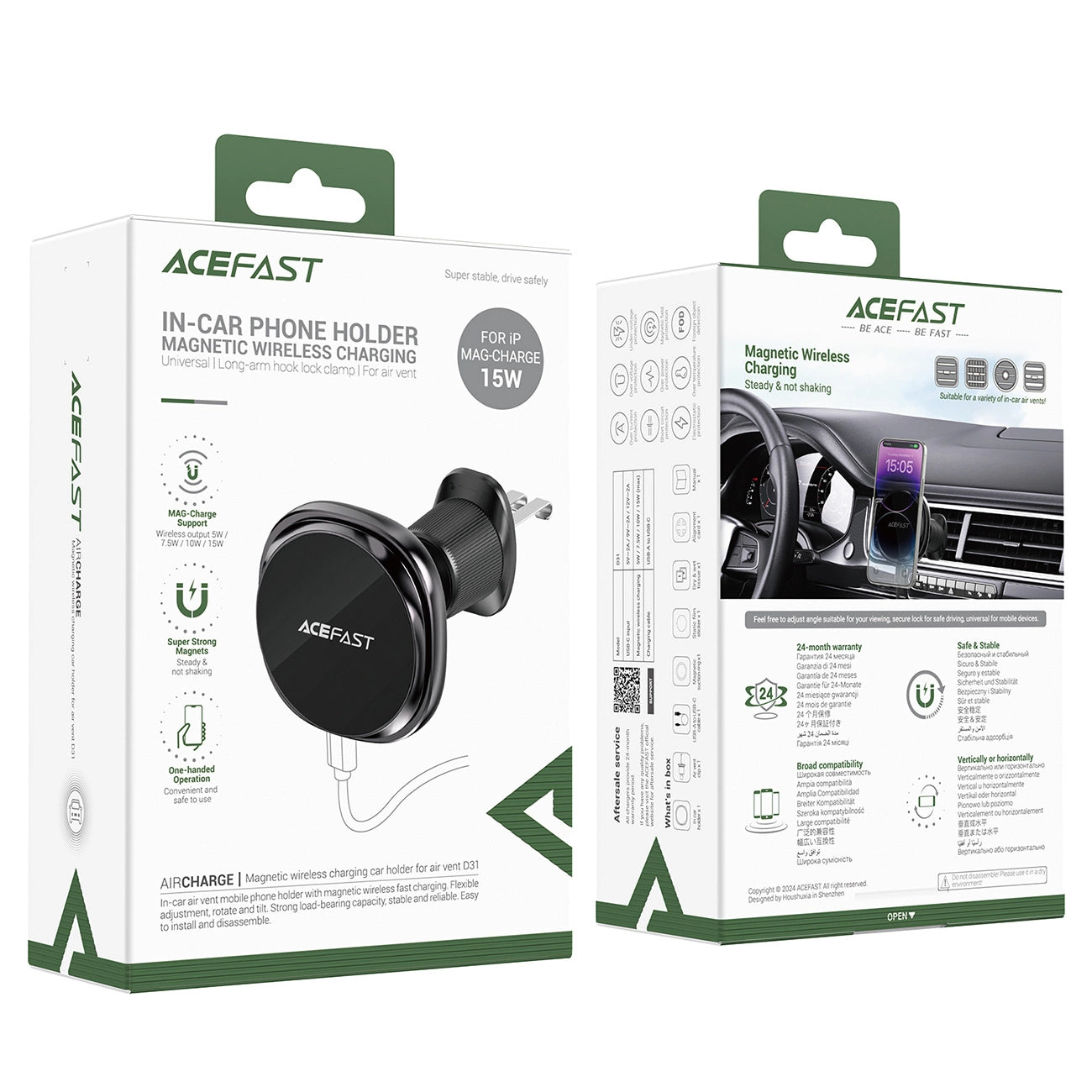 Acefast D31 Wireless Charger Holder for Air Vent - Black_5