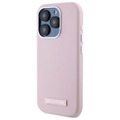 Karl Lagerfeld FW Metal Plate MagSafe iPhone 15 Pro Case - Pink_1