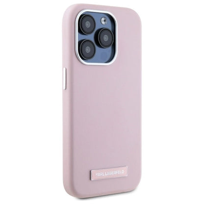 Karl Lagerfeld FW Metal Plate MagSafe iPhone 15 Pro Case - Pink_3