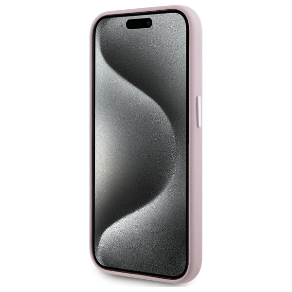 Karl Lagerfeld FW Metal Plate MagSafe iPhone 15 Pro Case - Pink_4
