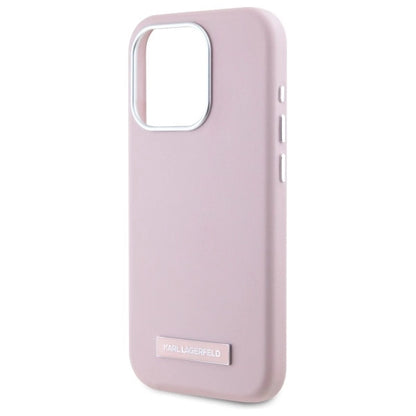 Karl Lagerfeld FW Metal Plate MagSafe iPhone 15 Pro Case - Pink_5