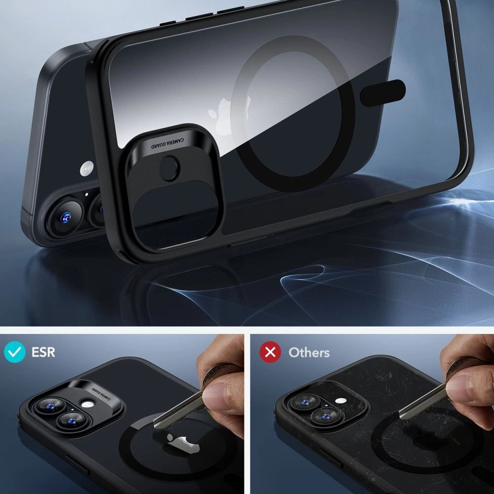 ESR Classic Hybrid Halolock MagSafe Case Set + Tempered Glass for iPhone 16 - Clear with Black Frame_4