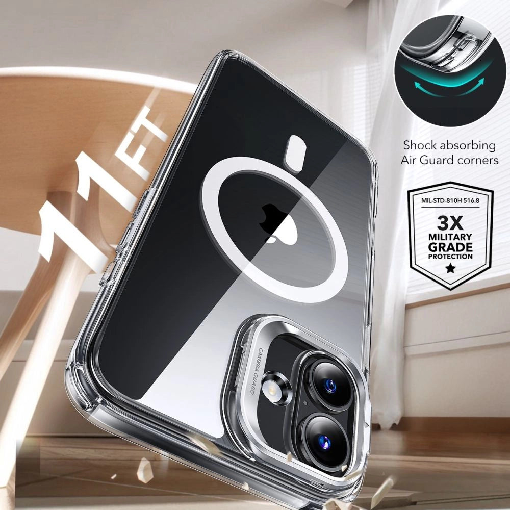 ESR Classic Hybrid Kickstand Halolock MagSafe Case Set + Tempered Glass for iPhone 16 - Clear_2
