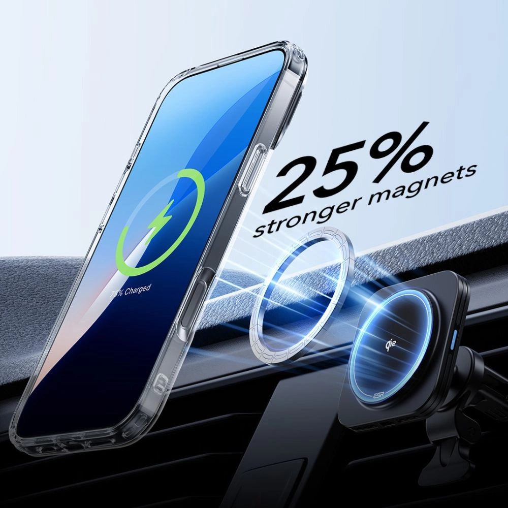 ESR Classic Hybrid Kickstand Halolock MagSafe Case Set + Tempered Glass for iPhone 16 - Clear_3