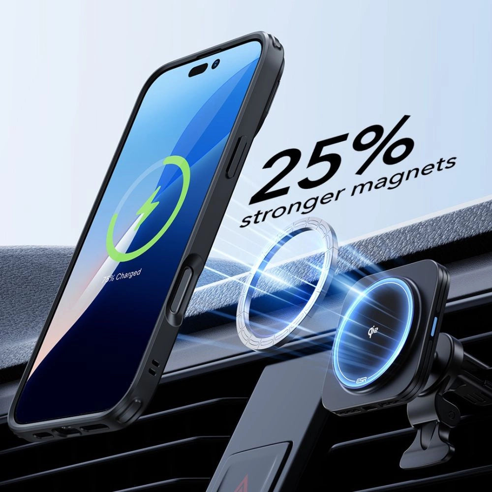 ESR Classic Hybrid Kickstand Halolock MagSafe Case Set + Tempered Glass for iPhone 16 - Black_3