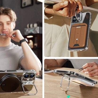 ESR Classic Hybrid Kickstand Halolock MagSafe Case Set + Tempered Glass for iPhone 16 PLUS - Clear_1