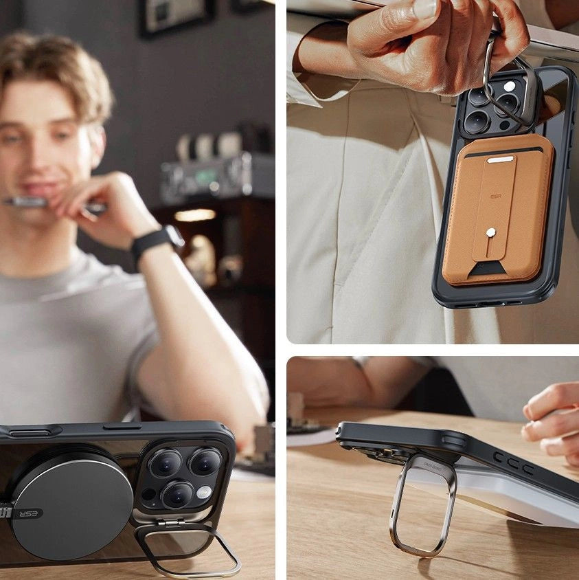 ESR Classic Hybrid Kickstand Halolock MagSafe Case Set + Tempered Glass for iPhone 16 Pro - Clear_1