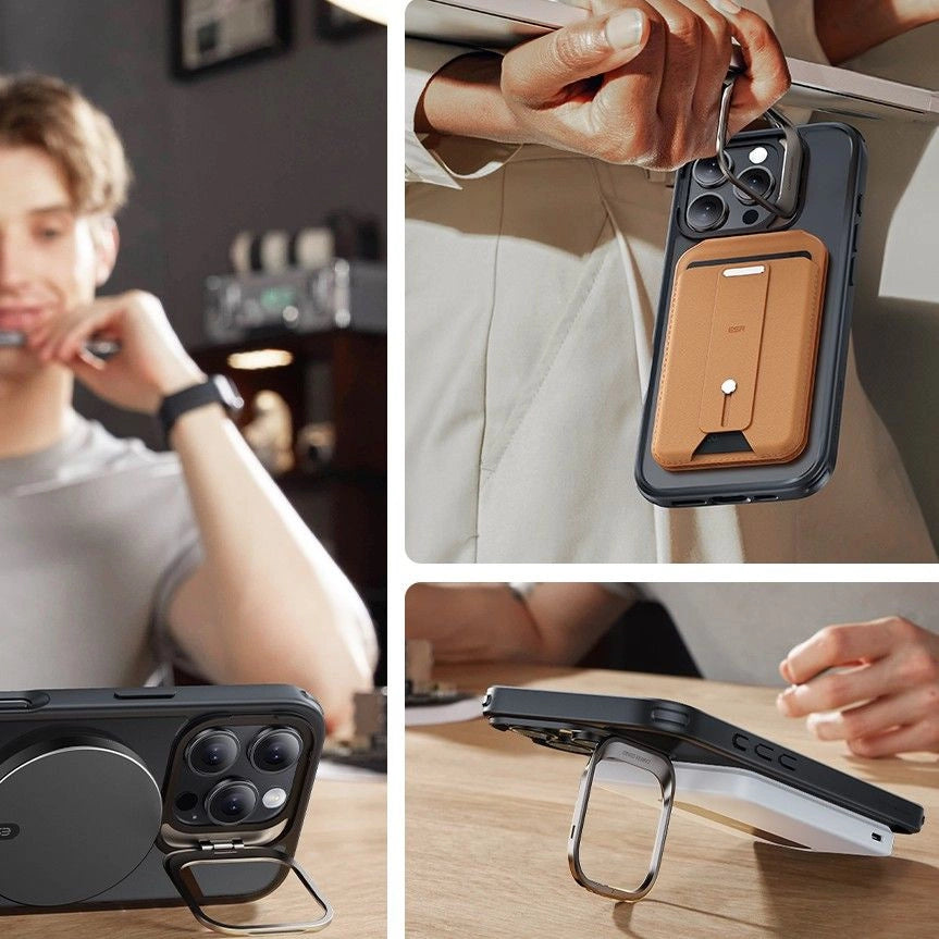 ESR Classic Hybrid Kickstand Halolock MagSafe Case Set + Tempered Glass for iPhone 16 Pro - Black_1