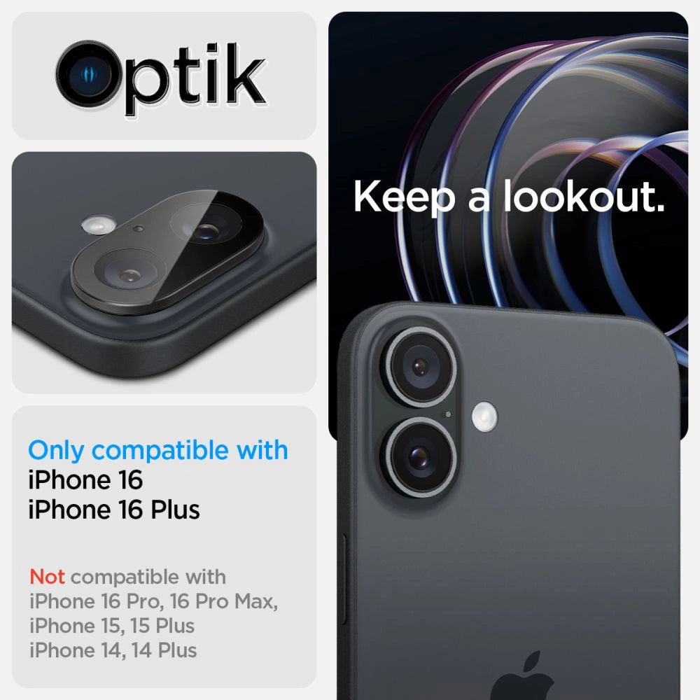 Spigen Optik GLAS.TR Camera Protector 2-PACK for iPhone 16 / 16 PLUS - Black_8