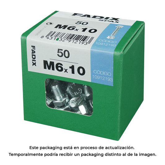 Caixa l 50 unid. parafuso metrico cab hex+porca zinco m 6x10mm fadix_0