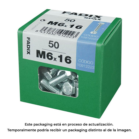 Caixa l 50 unid. parafuso metrico cab hex+porca zinco m 6x16mm fadix_0