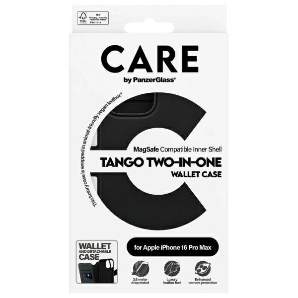 CARE by PanzerGlass Feature Tango 2in1 Wallet MagSafe Case for iPhone 16 Pro Max - Black_3
