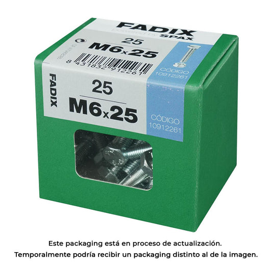 Caixa l 25 unid. parafuso metrico cab hex+porca zinco m 6x25mm fadix_0
