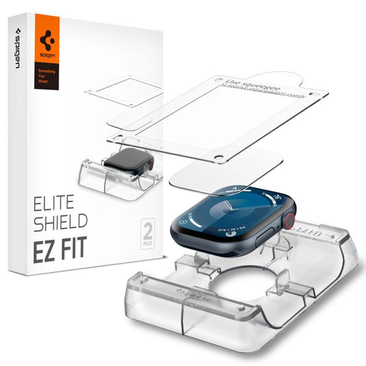 Spigen Elite Shield ”EZ FIT” Hybrid Glass 2-PACK for Apple Watch 10 (46MM) - Clear_0