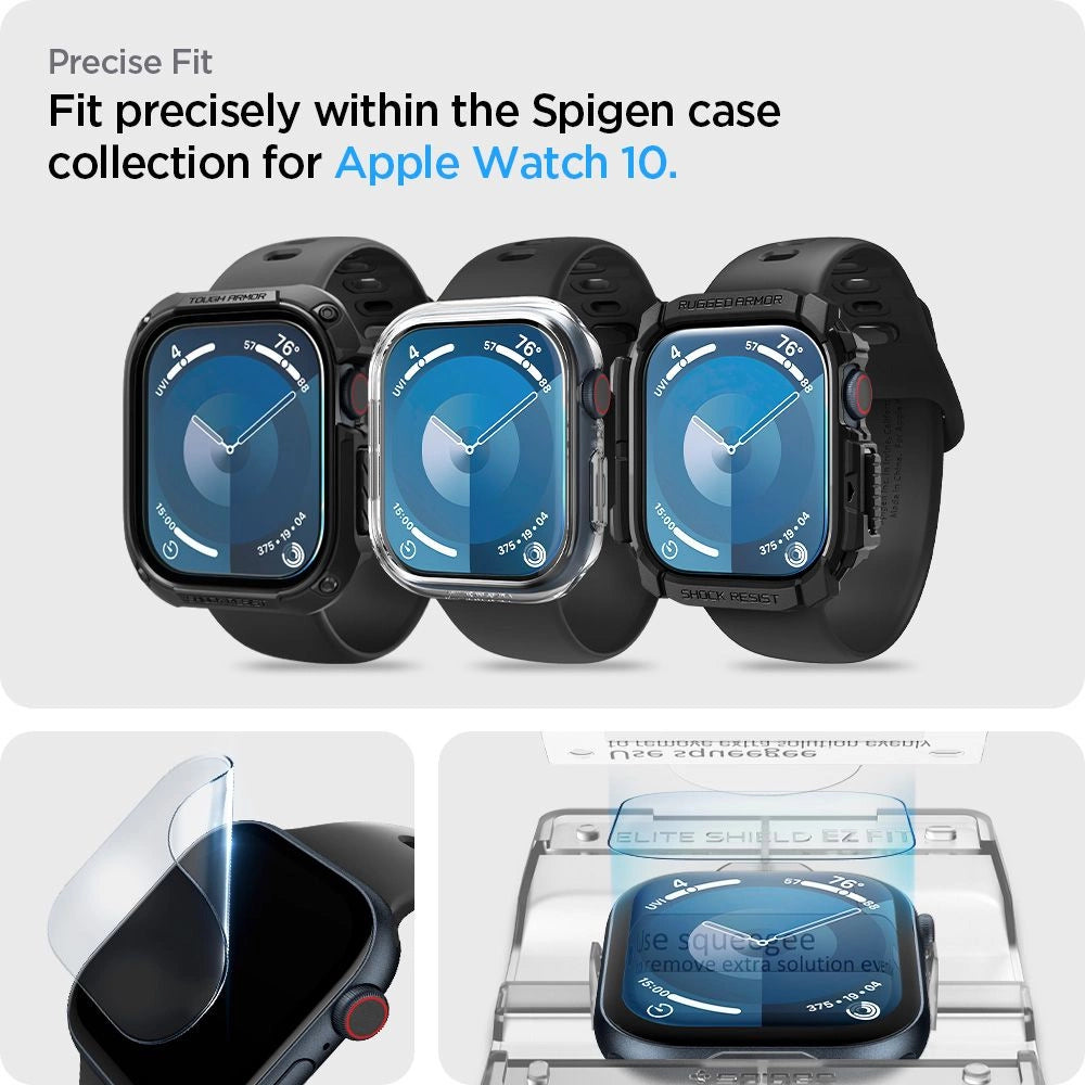 Spigen Elite Shield ”EZ FIT” Hybrid Glass 2-PACK for Apple Watch 10 (46MM) - Clear_11