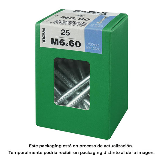 Caixa l 25 unid. parafuso metrico cab hex+porca zinco 2m 6x60mm fadix_0