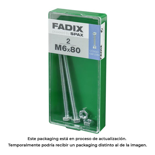 Caixa m 2 unid. parafuso metrico cab hex+porca zinco m 6x80mm fadix_0