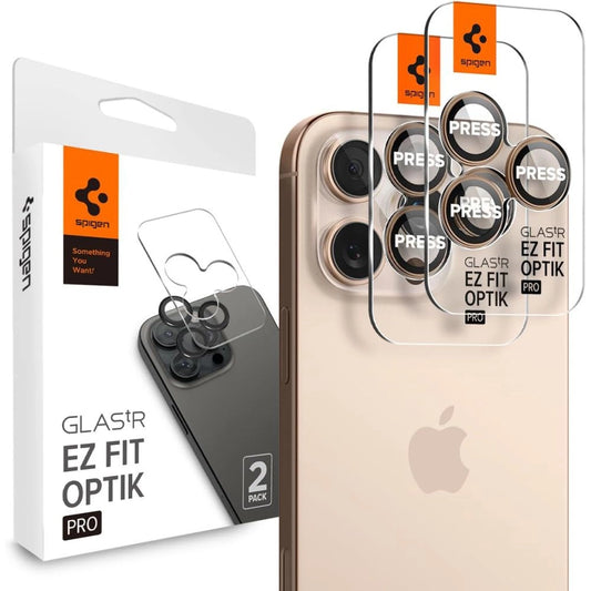 Spigen Optik Pro GLAS.TR ”EZ FIT” Camera Protector 2-PACK for iPhone 16 Pro / Pro Max - Brown_0