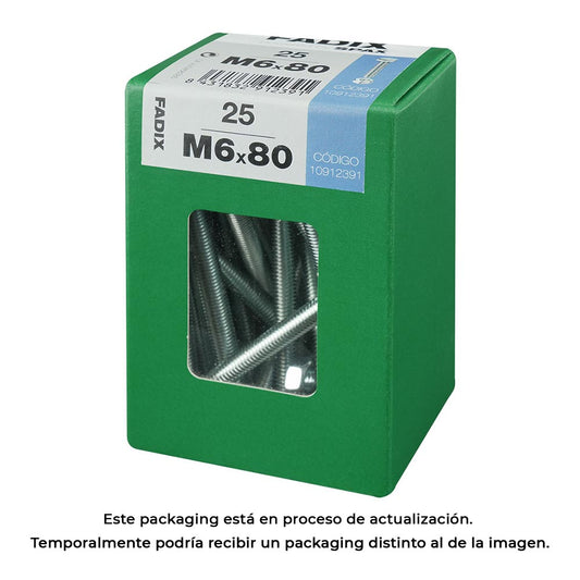 Caixa l 25 unid. parafuso metrico cab hex+porca zinco 2m 6x80mm fadix_0