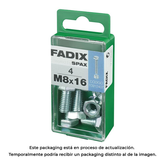 Caixa s 4 unid. parafuso metrico cab hex+porca zinco m 8x16mm fadix_0