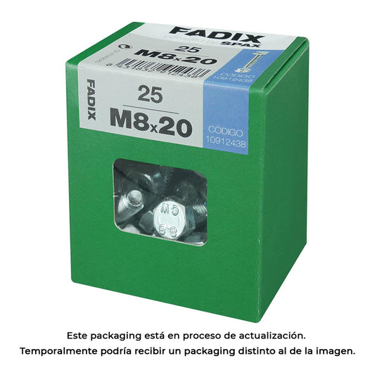Caixa l 25 unid. parafuso metrico cab hex+porca zinco 2m 8x20mm fadix_0