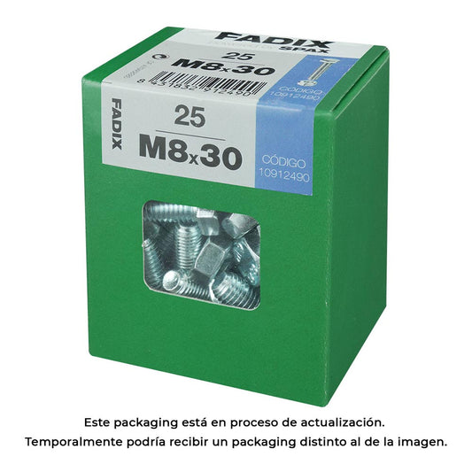 Caixa l 25 unid. parafuso metrico cab hex+porca zinco 2m 8x30mm fadix_0