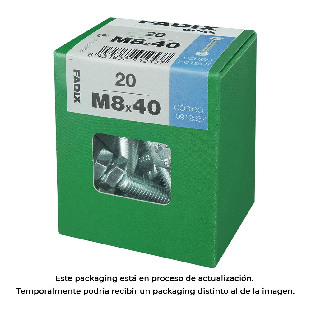 Caixa l 20 unid. parafuso metrico cab hex+porca zinco m 8x40mm fadix_0