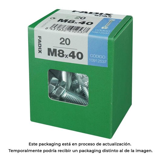 Caixa l 20 unid. parafuso metrico cab hex+porca zinco m 8x40mm fadix_0