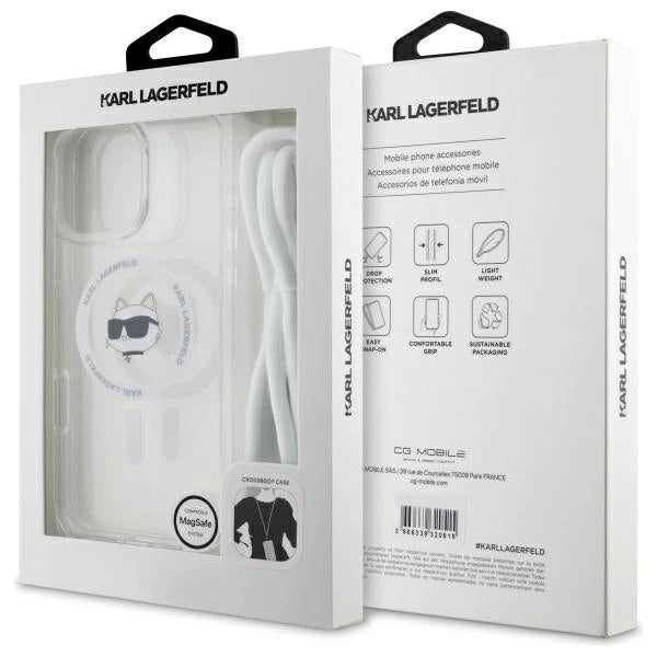Karl Lagerfeld IML Choupette Head &amp; Cord Magsafe iPhone 16 Pro Case - Clear_6