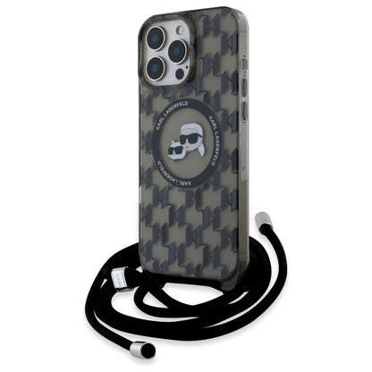 Karl Lagerfeld IML Crossbody Monogram Karl &amp; Choupette Head MagSafe Case for iPhone 16 Pro - Black_0