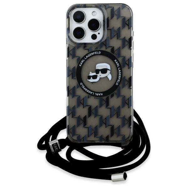 Karl Lagerfeld IML Crossbody Monogram Karl &amp; Choupette Head MagSafe Case for iPhone 16 Pro - Black_1