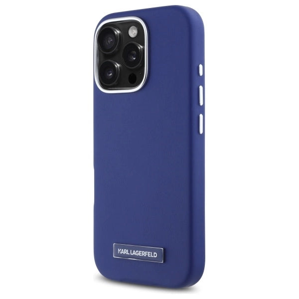Karl Lagerfeld FW Metal Plate MagSafe iPhone 16 Pro Case - Blue_1
