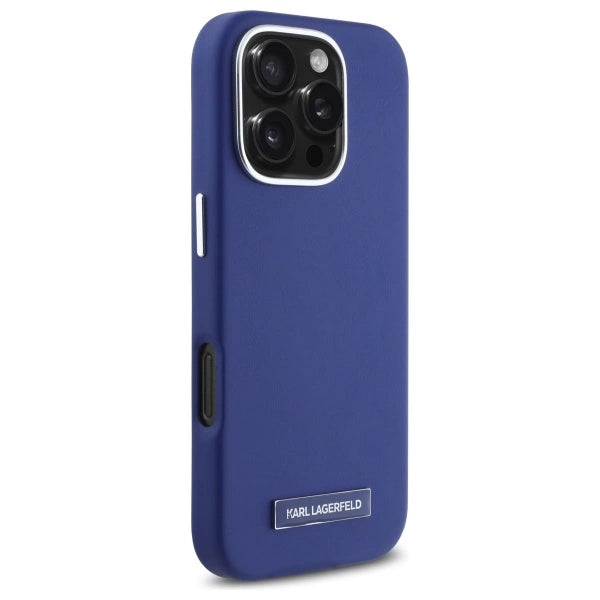 Karl Lagerfeld FW Metal Plate MagSafe iPhone 16 Pro Case - Blue_3