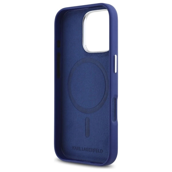 Karl Lagerfeld FW Metal Plate MagSafe iPhone 16 Pro Case - Blue_6